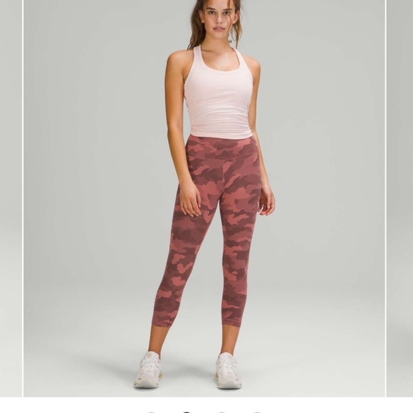 Lululemon Wunder Train High-Rise Crop 23" Heritage 365 Camo Brier Rose Multi 12 - Picture 1 of 9